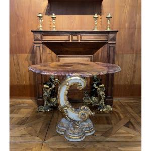 Gueridon En Bois Doré Style Baroque