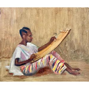 Marthe Molitor, Young Rwandan Woman, Oil On Canvas Panel, Annotated On The Back, Ca 1945, Framed