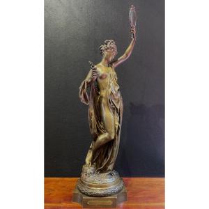 Albert-ernest Carrier-belleuse (1824-1887), The Truth, Bronze, Signed, Ca 1880, Dim: 90x24cm