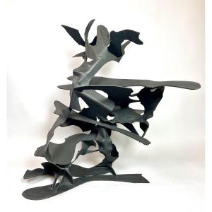 Jean Campa (1933-2024), Blackened Patinated Metal Sculpture, Ca 1980, Dim: 92x65x50 Cm