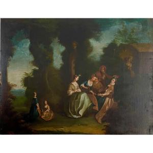 French School, 18th Century, In The Style Of F. Boucher, Oil/canvas Mounted/panel 114x147 Cm
