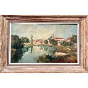 Raoul Domenjoz (1896-1978), The Village In Perspective, Hst, Signed, Ca 1950, Size: 55x38cm.