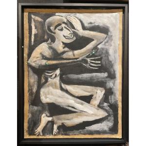 Serge Vandercam (1924-2005), Collage And Gouache On Paper, 1949, Exhibition Ostend Museum 1999.