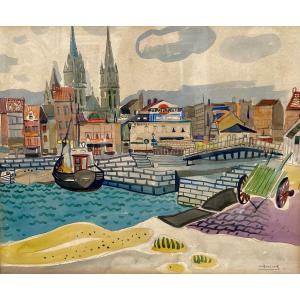 Gustave Camus (1914-1984), Watercolor On Heavy Paper, Signed, Ca. 1955, Dimensions: 36x44cm, Framed