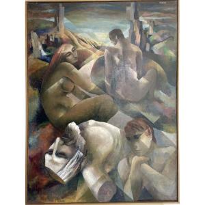 Christine Bacheler-nisbet (1902-1990), Oil On Canvas, Signed, Ca 1970, Dim:102x76cm, Framed