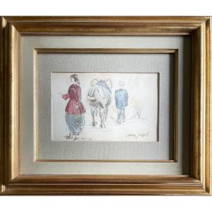 Max Jacob (1876-1944), Breton Rural Scene, Watercolor On Paper, Signed, Ca. 1925, Framed.