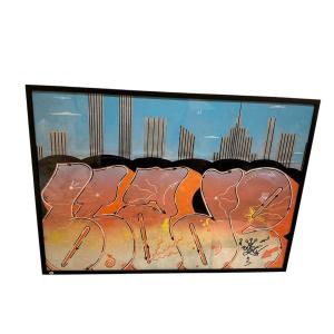 Blade (american, Born 1957) Map, 2012 Mixed Media On Map, Signed