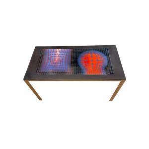 Vintage Op Art Design Table – Vasarely Style