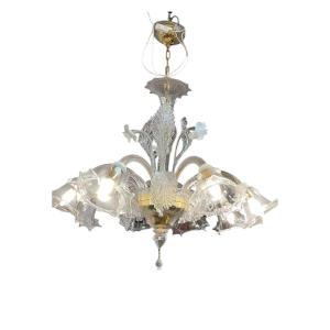 8-light Murano Glass Chandelier – Floral Pattern, Italy, 20th Century