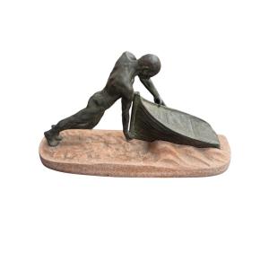 Bronze Man In A Boat - Max Le Verrier 1891 - 1973
