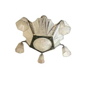  Art Deco Chandelier By Hettier-vincent And Hanots, Signed (art Deco Chandeliers 1930)
