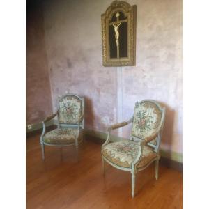 Pair Of Louis XVI Armchairs 18th Century