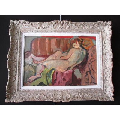 Tableau d'André Planson (1898-1981) Nu Au Sofa