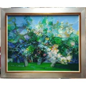 Oil On Canvas Camille Hilaire Le Printemps éclate