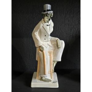 Dax Monkey Dressed As A Gentleman Porcelain Art Deco Orchies Moulin Des Loups