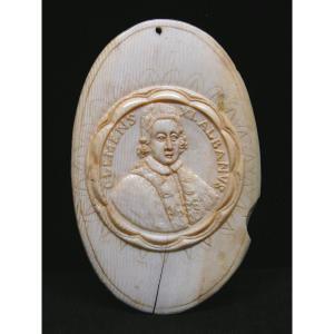 Medallion Or Plaque In Ivory XVIII Pope Clement XI Gianfrancesco Albani