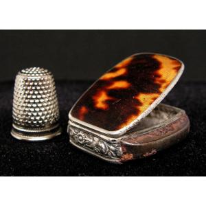 Rare Small Silver Tortoiseshell Flint Lighter Restoration Period 1819 Pyrogen Fire Box