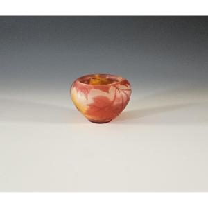 Galle Hawthorn Ball Vase - Multi-layered Acid-etched Glass - Art Nouveau