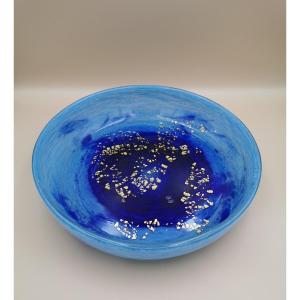 Daum Cristal - Turquoise Ultramarine Blue Cup - Gold Inclusions - Art Deco