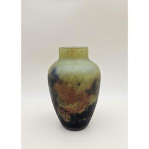 Muller Frères Lunéville – Marmoréen Glass Vase – Art Deco
