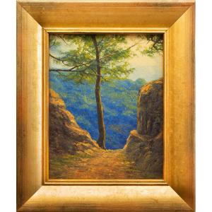 A Beautiful View At The End Of The Road, C. 1940-50, Oil Painting On Canvas