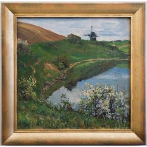 German Autumn Landscape With Windmill, 1903