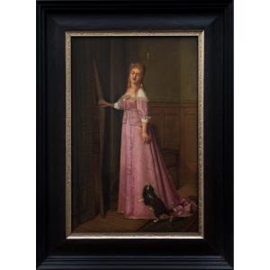 A Young Woman With Her Dog, 1876 By Victor Ravet (1840-1895)