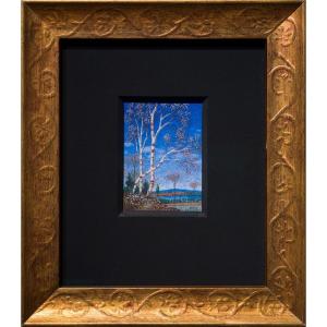 Oskar Bergman (1879-1963) - A Miniature Landscape With Birch Trees