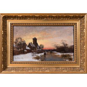 Oscar Törnå - Skaters At Dusk Near The Village Stream, 1877