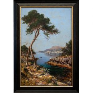Sea View From Menton, Côte d'Azur, France. By Johan Peter Von Wildenradt