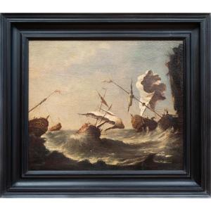 Shipping In Stormy Waters, Attributed To Italian Artist Francesco Guardi