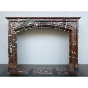 Fireplace In Red Griotte De Campan Marble, Louis XIV Style