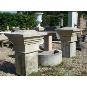 Pair Of Hats Or Crownings Of Portal Pillars In Hard Stone XIX Th C.