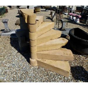 Staircase With A Helicoidal Or Spiral Core In 16th Or 17th Century Beaujolais Stone.