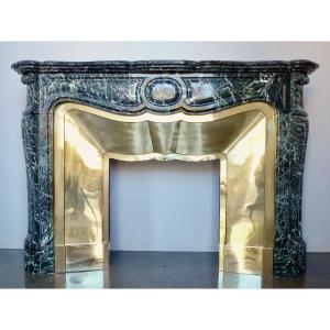 Pompadour Style Green Maurin Or Green Alps Marble Fireplace, 19th Century.