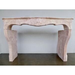 Important Louis XV Fireplace In Marbrière Stone From Burgundy
