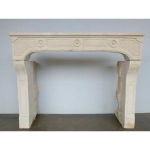 Louis XIV Style Burgundy Stone Fireplace