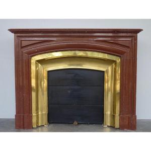 Louis XIV Style Griotte Des Pyrénées Marble Fireplace