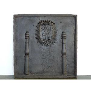 Fireplace Plaque With The Alliance Arms Of Joseph De Vaux And Anne Désirée Pourtier (99x97cm)
