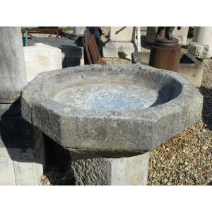 Large Octagonal Holy Water Stoup Basin Dating From The 15th Century