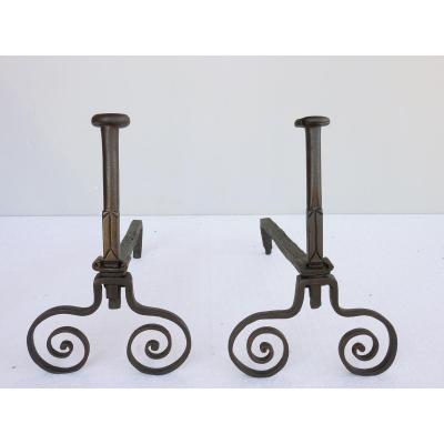 Pair Of Andirons Eighteenth S.