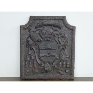 Fireplace Plaque With The Coat Of Arms Of Abbot Jean François Lallement (65 X 76 Cm)