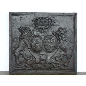 Fireplace Plaque With The Coat Of Arms Of Aimé-julien Rigod De Terrebasse And Benoîte Roulet (64x58 Cm)