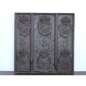 Fireback With The Coat Of Arms Of Duke Leopold Of Lorraine 18th C.  (78x79 Cm)