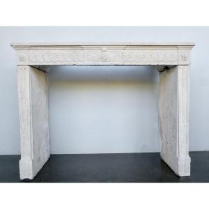 Louis XVI Period Fireplace In Burgundy Stone