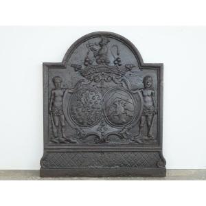 Fireplace Plaque With The Alliance Coat Of Arms Of Le Besgue De Nonsart And Anglure (65x79 Cm)