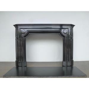 Antique Fireplace In Fine Black Belgian Marble, Louis XIV - 19th Century.
