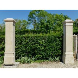 Imposing Pair Of Stone Property Entrance Pillars