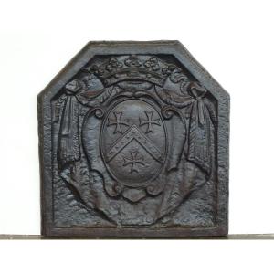 Fireplace Plate With The Coat Of Arms Of Louis Nicolas Neufville De Villeroy (67x67 Cm)