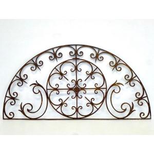 Wrought Iron Double Door Transom Grille, 19th Century.